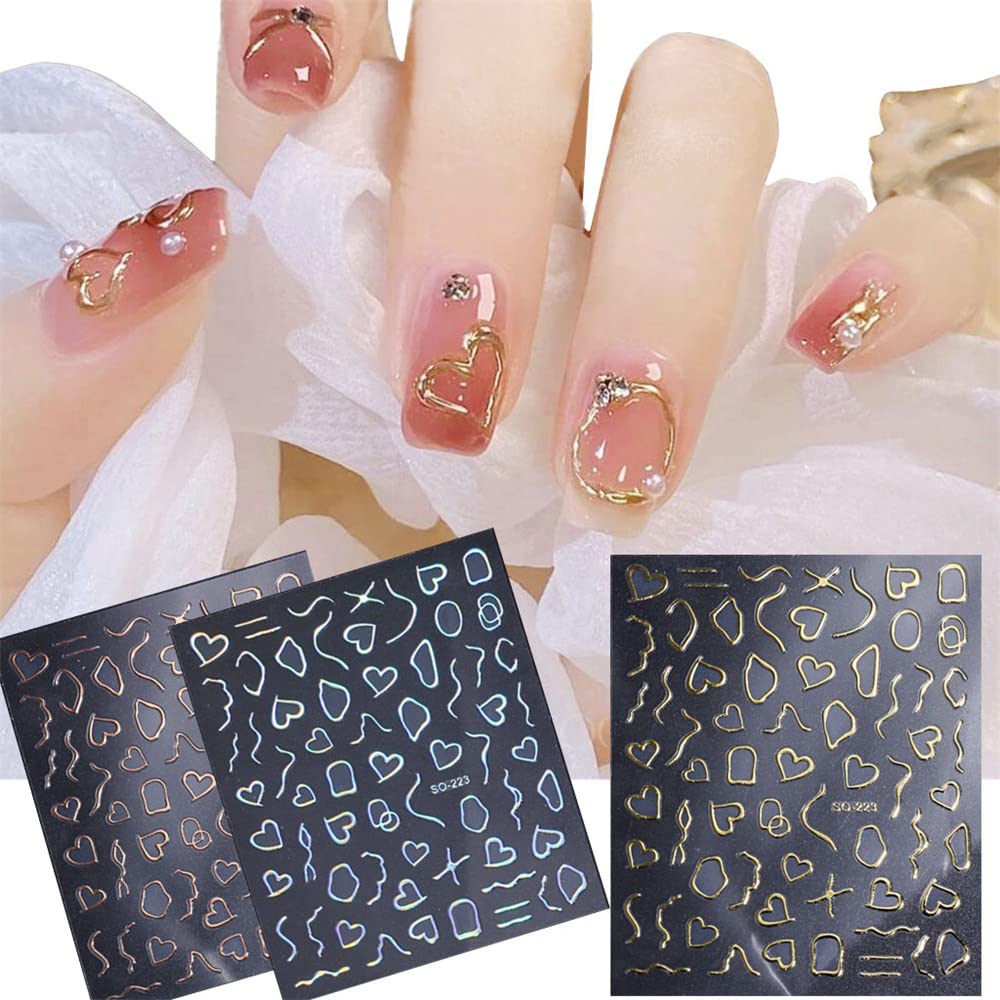 Amazon.co.jp: DUOLEIMI ネイルシール 3d ネイルステッカー ゴールド